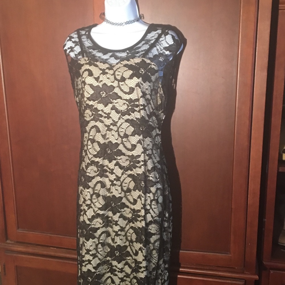 Black Lace with Cream Dress